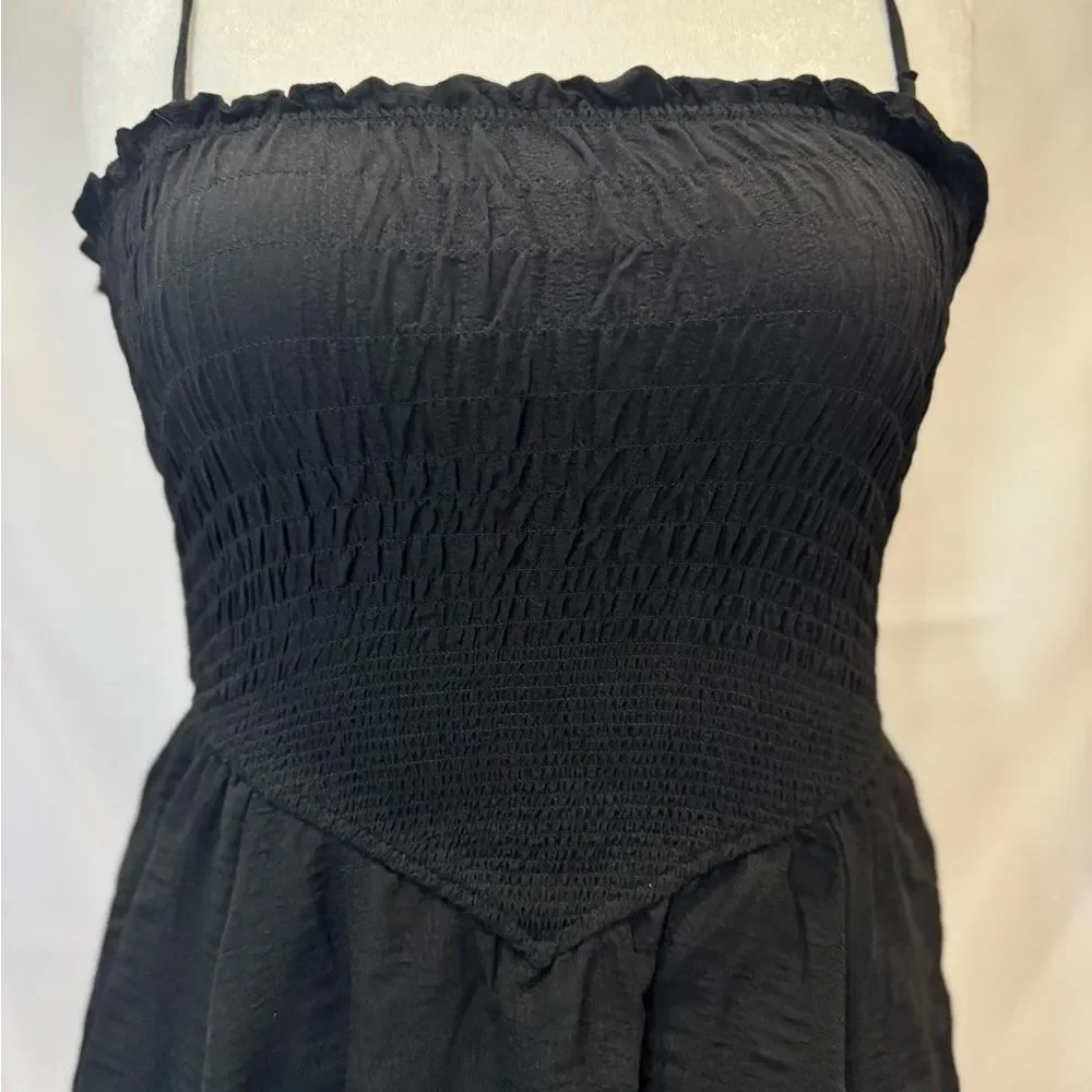 Black Dress with Ruched Top - Picture 2 of 6